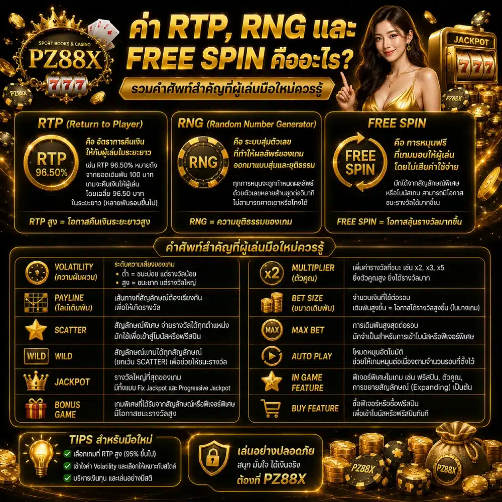 ค่า RTP, RNG และ Free Spin คืออะไร_ รวมคำศัพท์สำคัญที่ผู้เล่นมือใหม่ควรรู้