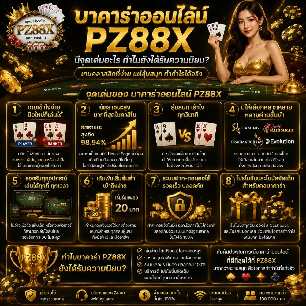 บาคาร่าออนไลน์ PZ88X มีจุดเด่นอะไร ทำไมยังได้รับความนิยม